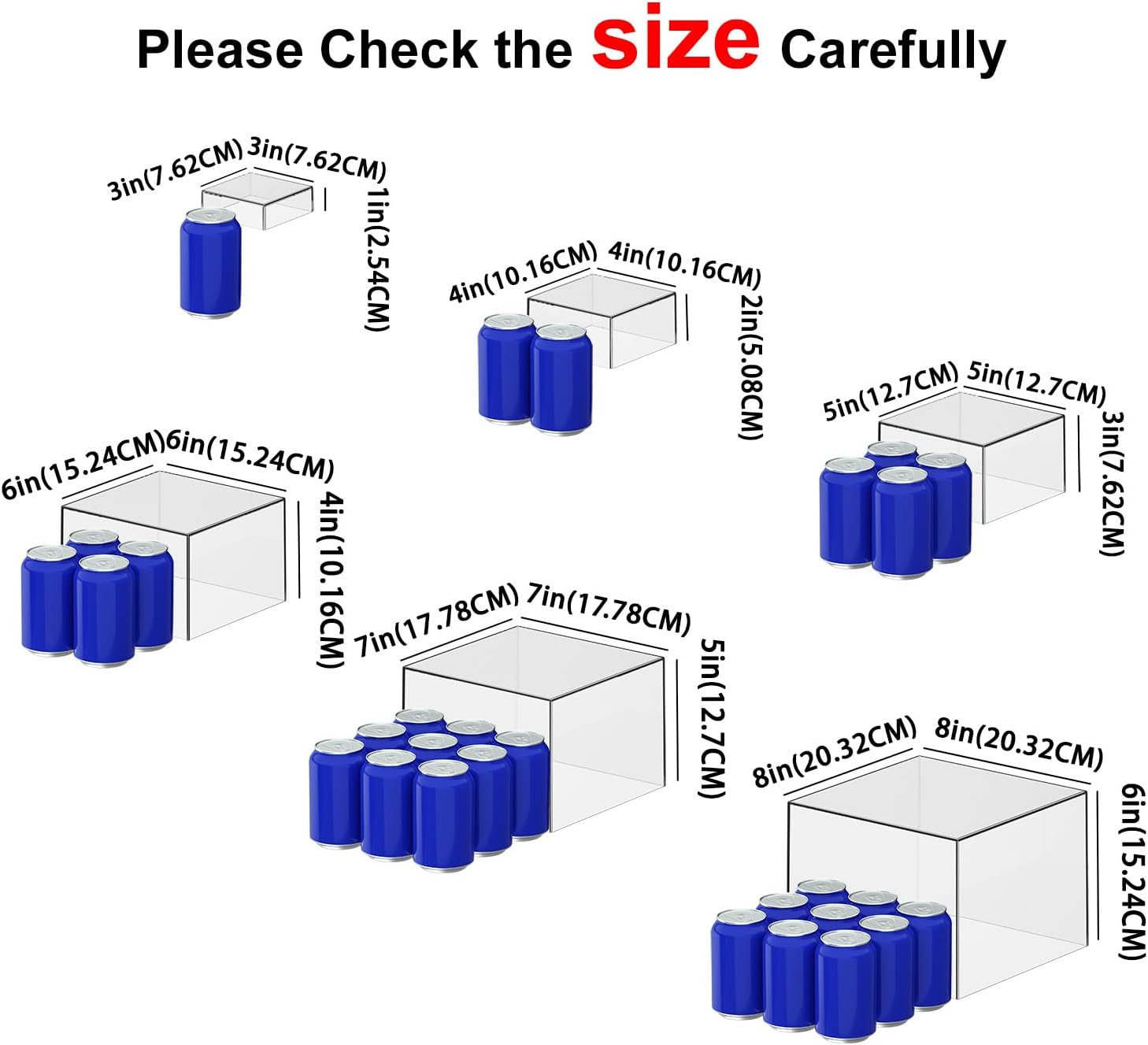 6 count Clear  Boxes for Display as Buffet Risers and Stands,  Display Risers for Party, Buffet Table,  Stands for Display Party (Small, 6 count, Clear)