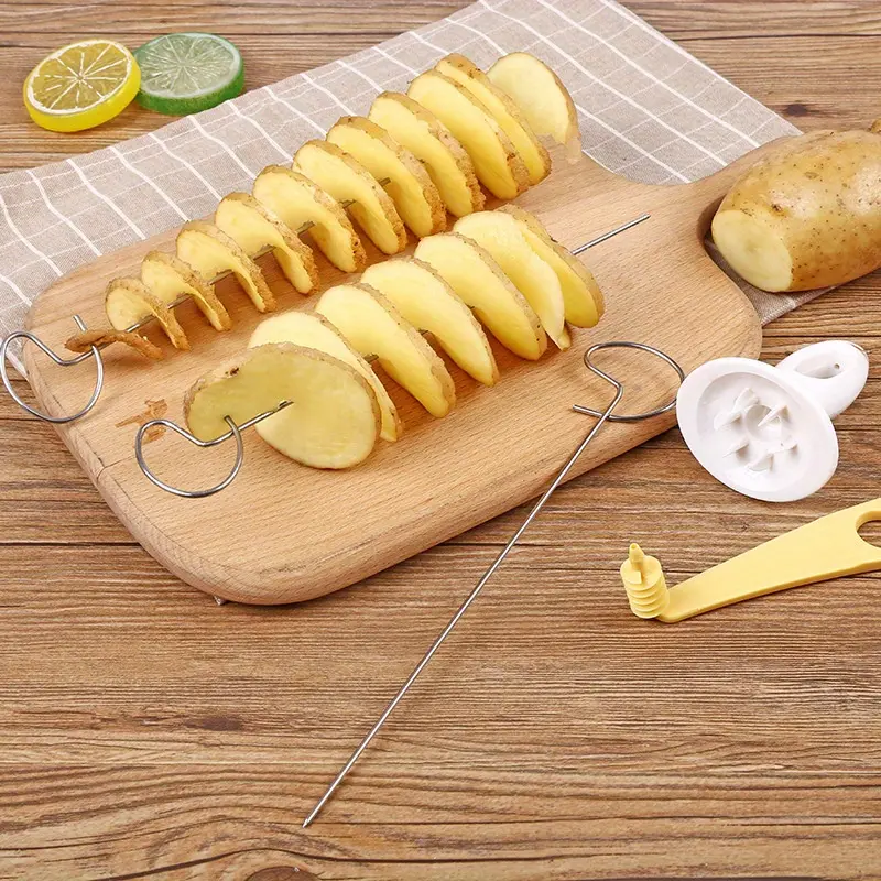 Household Single Tornado Potato Tarter Gadget - High-performance Multifunctional Handheld Cyclone Potato Cutter Professionally Designed for All Kinds of Vegetable Cutting and Easy Manual Cyclone Potato Slicing General Usage
