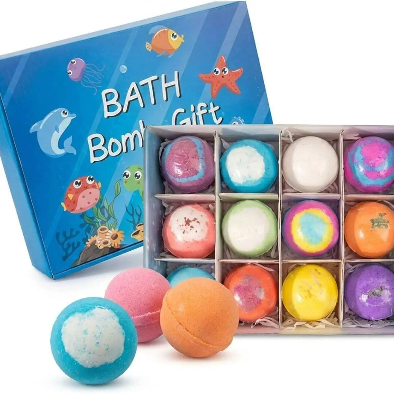 2026 Bestselling Bath Salt Balls, Soothing Moisturizing, Kids & Adult Versions, 12 Pieces, 12 Essential Oils, Toys Inside, Body Care, Bath Essentials, Perfect Gift for Children