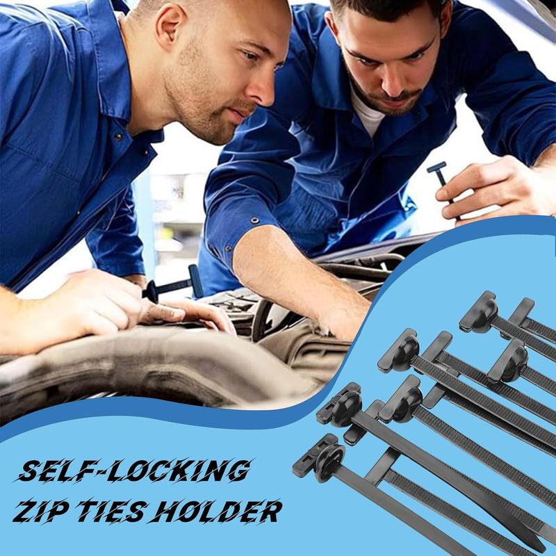 Nylon Zip Tie Wraps, Self-Locking Rivet Design, UV Resistant Cable Ties for Car Bumper & Mudguard Use, Pack of 50