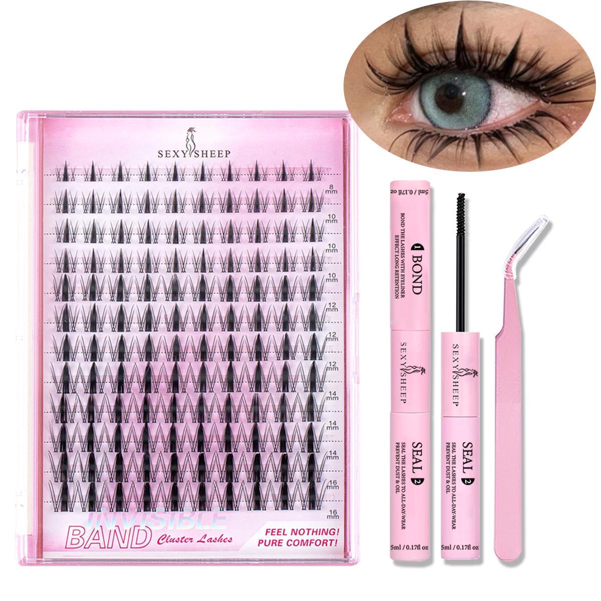 Individual Lash Extension Kit, 1 Box Mixed Length False Eyelashes Extensions with Bond and Seal & Tweezers, Professional Eye Makeup Accessories for Women, Cosmetic #TOP PICKS