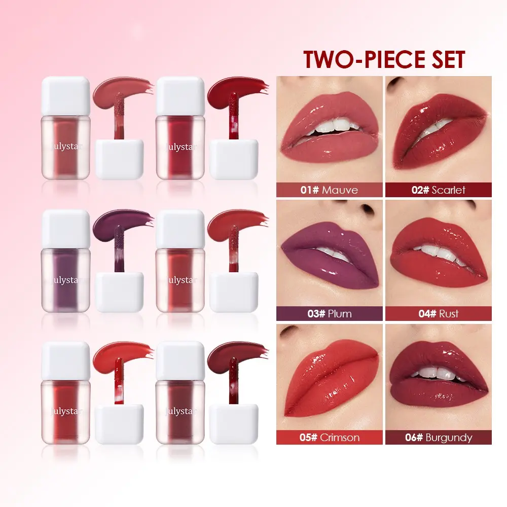 Compact Mini Square Bottle Lip Gloss Set, Glossy Juicy Finish Moist Lip Oil, Sweatproof Long Lasting Non-Caking Lip Makeup Ideal Holiday Present for Women