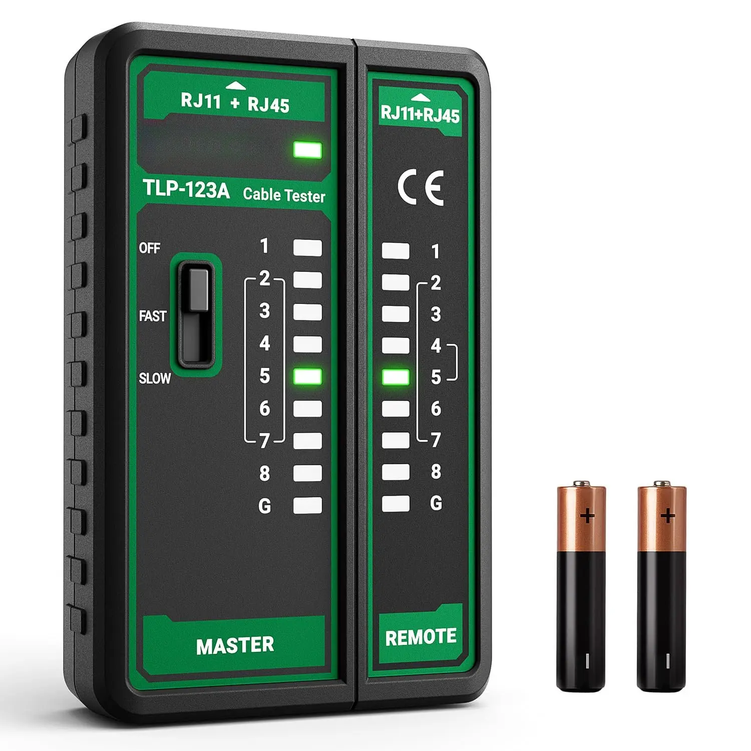 TLP-123A Network  Tester for RJ11 RJ45, Ethernet Wire Tool for CAT5/CAT5E/CAT6/CAT6A/CAT7/UTP&STP, LAN & TEL Continuity Test, Suitable for  Maintenance - Green