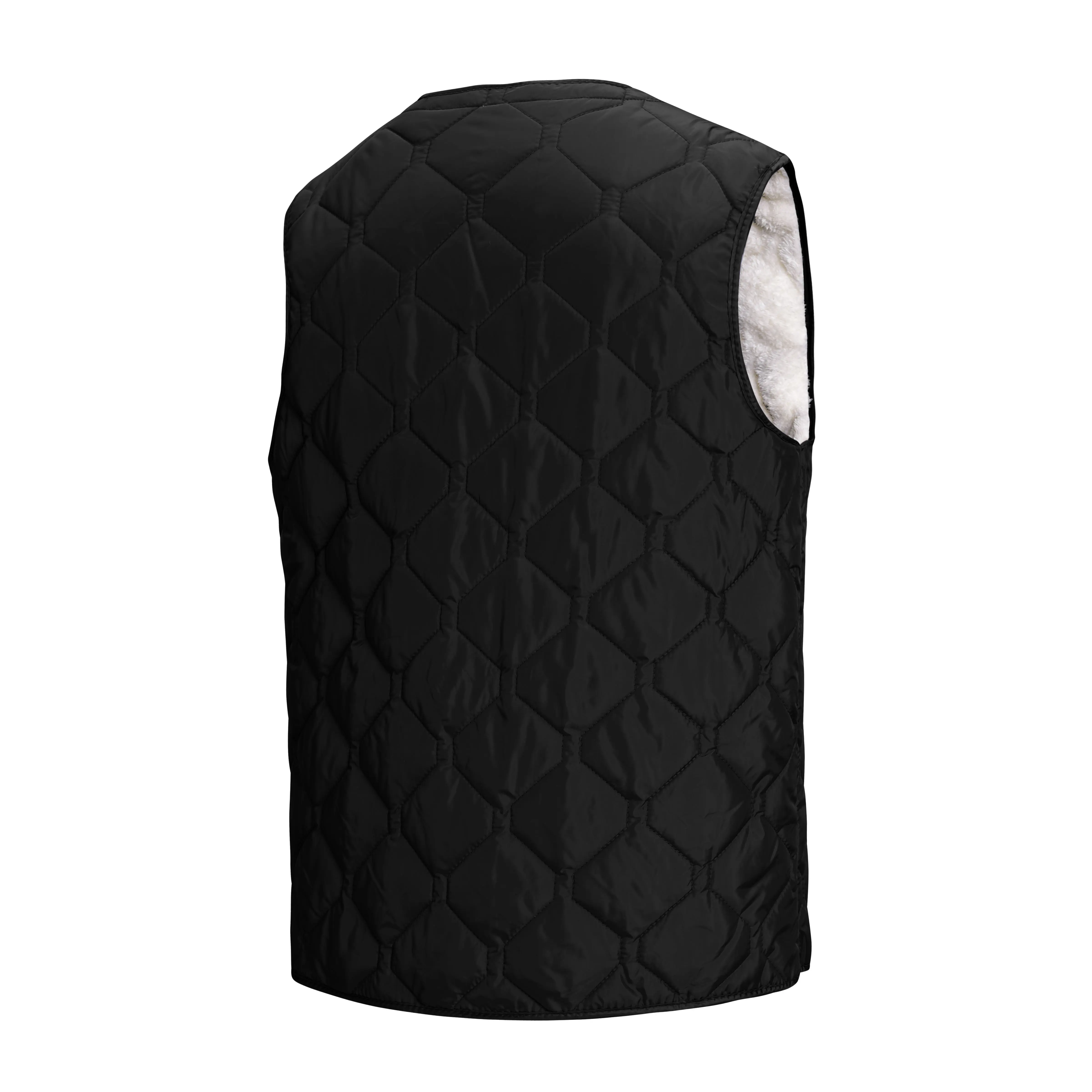 Men V Neck Fleece Lined Quilted Vest Thick Warm Windproof Water Repellent Outer Fabric Snap Button Closure Dual Side Pockets Sleeveless Thermal Waistcoat For Autumn Winter Daily Fishing Driving Outfit Multiple Color Options