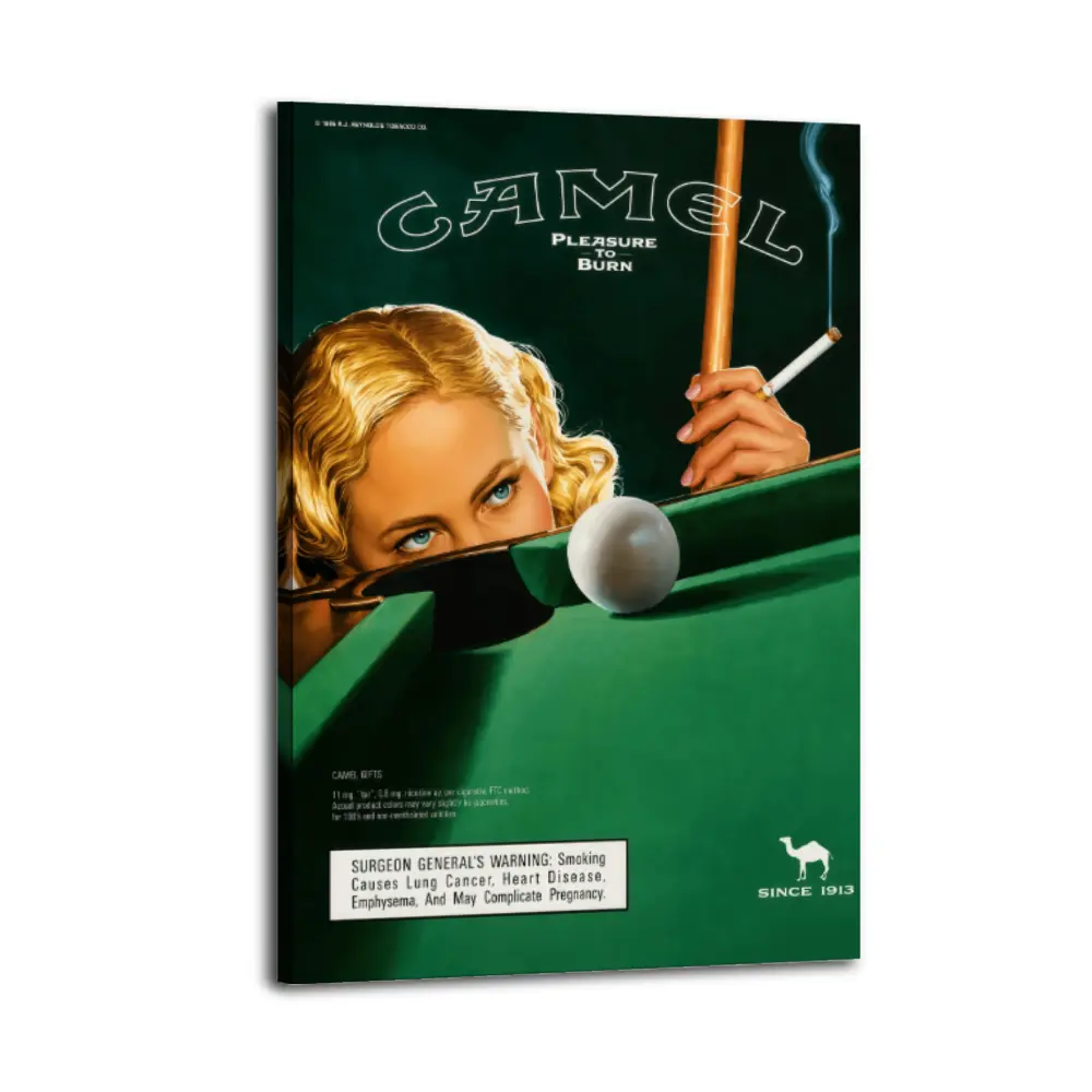 Vintage Camel Poolhall Pinup Girl Poster - Lightweight Photo Picture Image Prints Artwork, Rustic Religious Poker Themed Wall Decor, Home Inspo for Bedroom Living Room, Ideal Gift