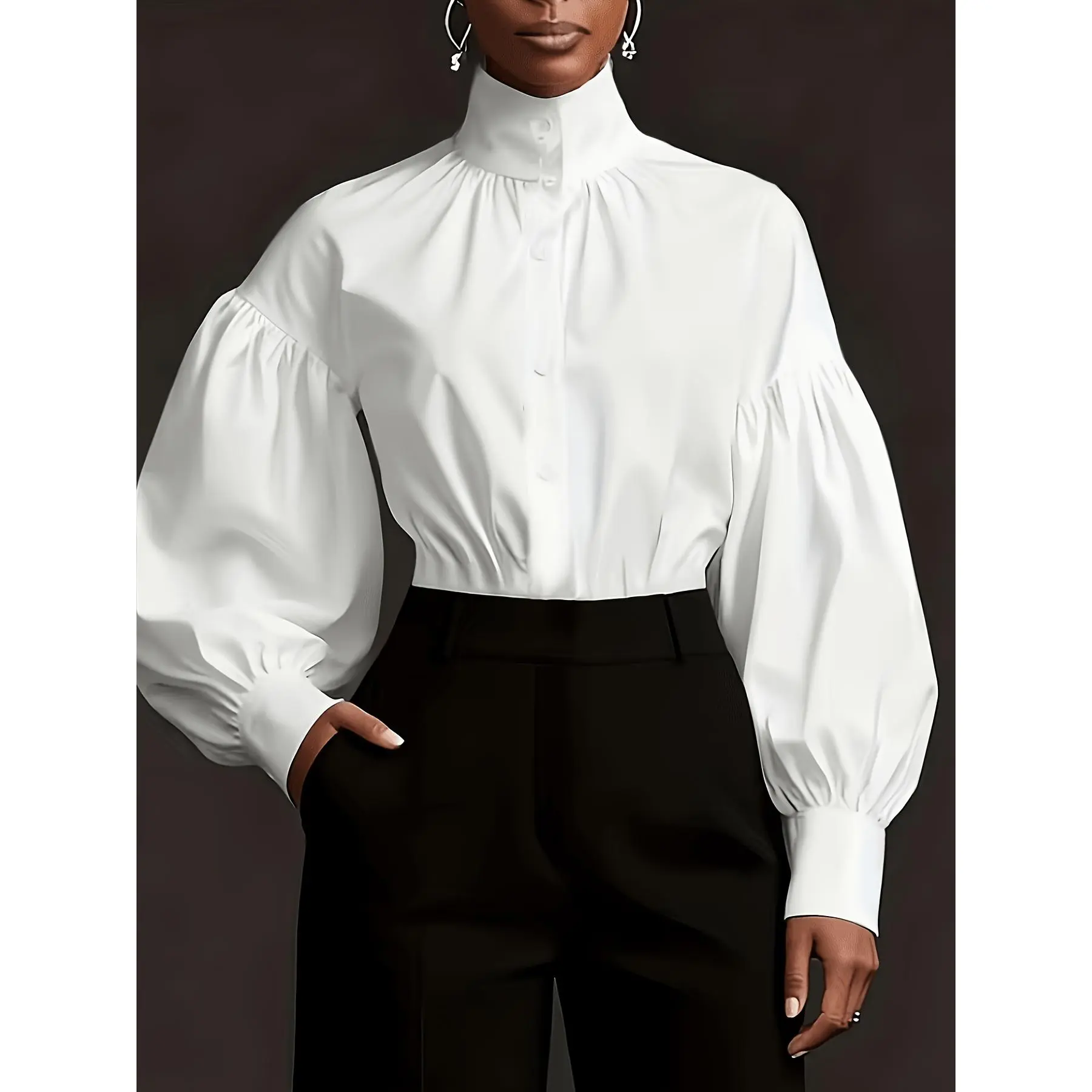 Women'S Long Sleeve Commuter Turtleneck Blouse