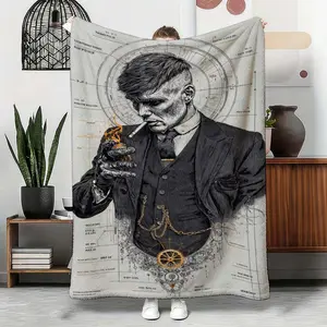 Vintage Gangster Print Blanket - Soft Flannel Throw Suitable for All- Use, Retro Mobster Bedspread for Bed, Sofa, Car - Cozy Gift for Christmas, Birthdays, Weddings, Dorms - Warm Throw Blanket for &