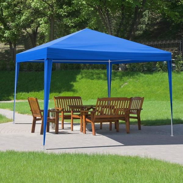 10'x10' Gazebo Waterproof Outdoor Canopy Patio Tent Party Tent for Wedding BBQ Cater Blue Easy Assembly Spacious Versatile High Quality