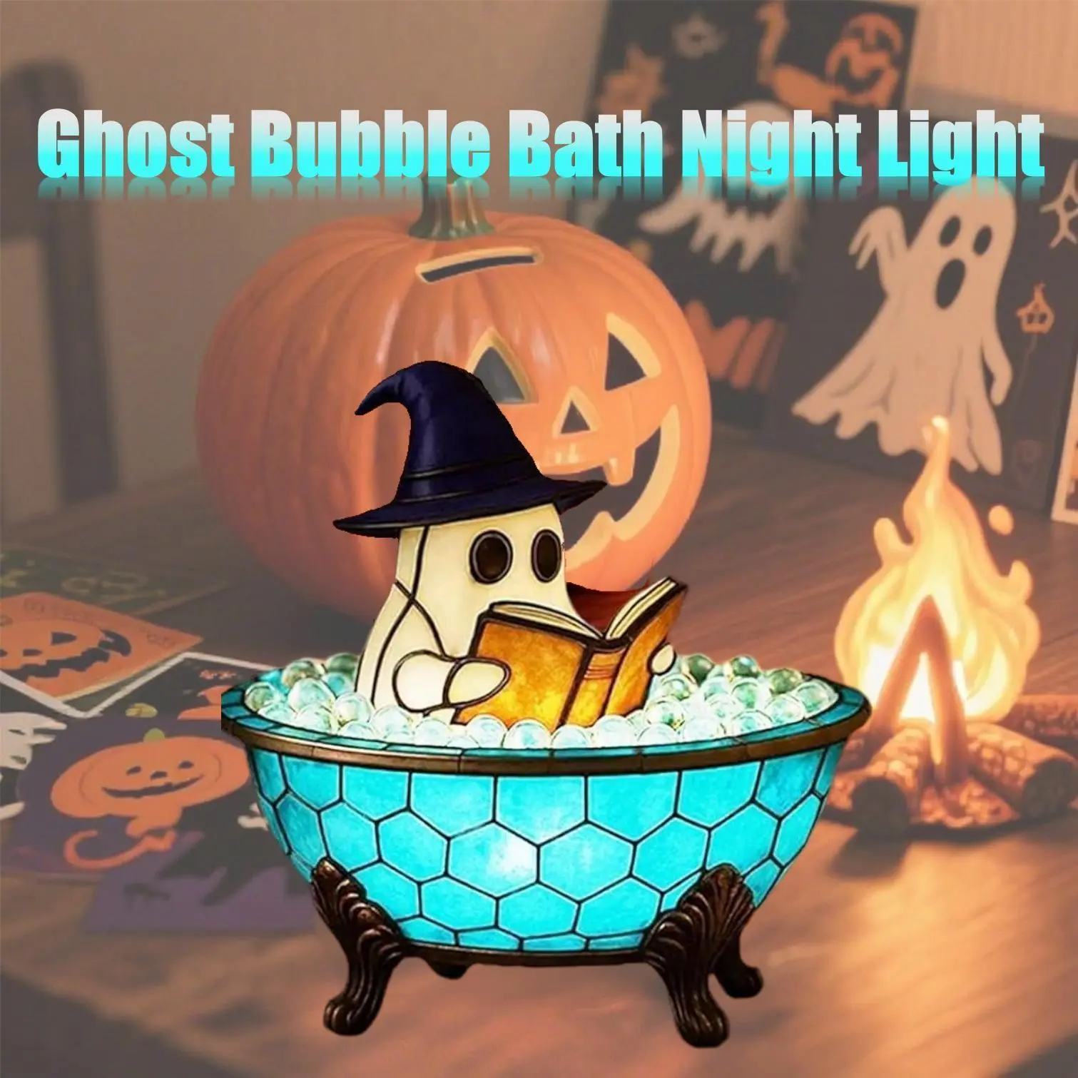 Handmade Halloween Ghost Bubble Bath LED Night Light - Bedroom Decorative Multifunctional Ambient Light for Bathtub, Party Festive Decor, Bedroom Night Light, Decorative Light