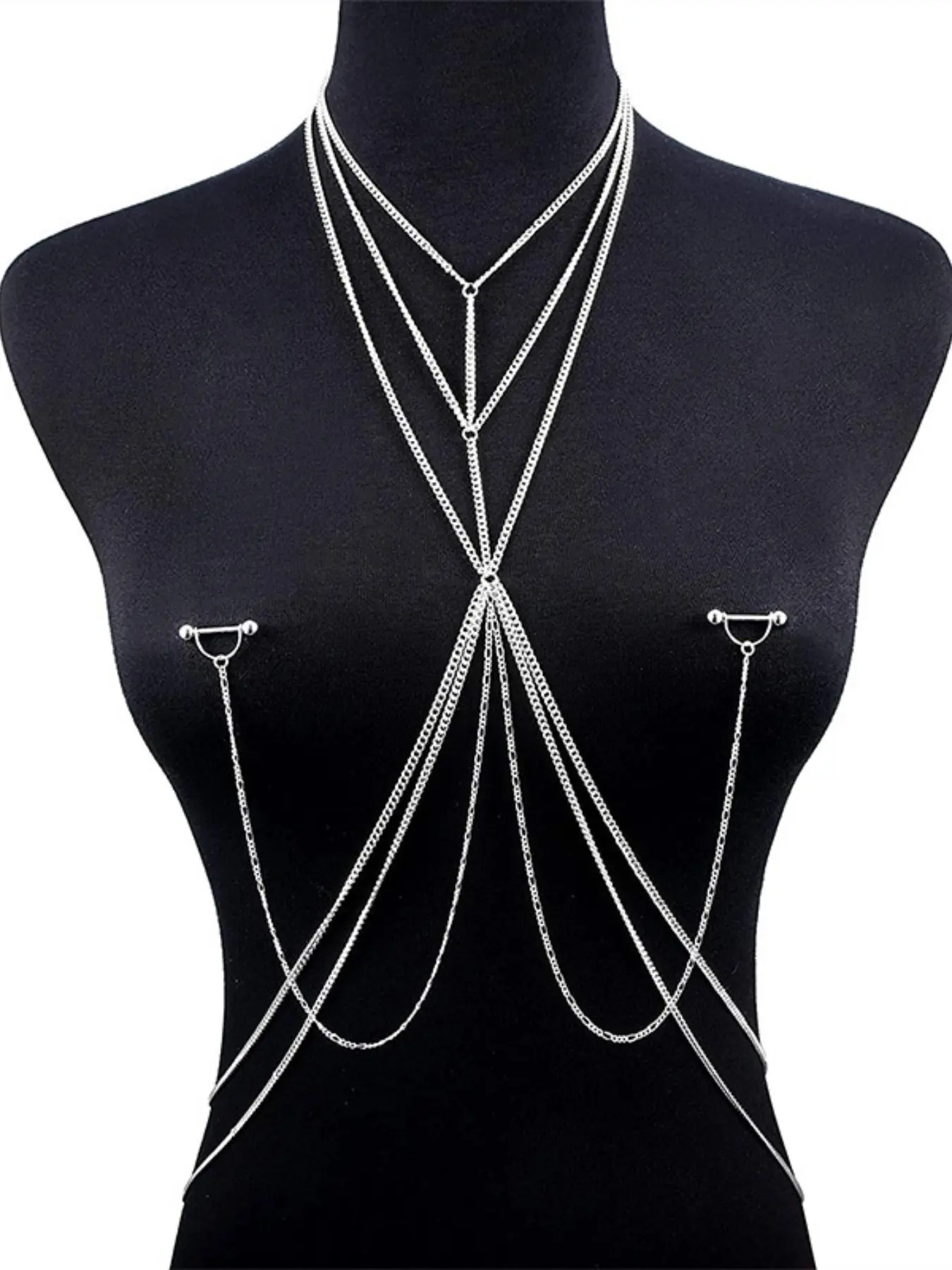 Nipple Rings with Body Chain, 14g Nipple Piercing Barbell, Stainless Steel Nipplerings, Body Piercing Jewelry for Women, Body Jewellery