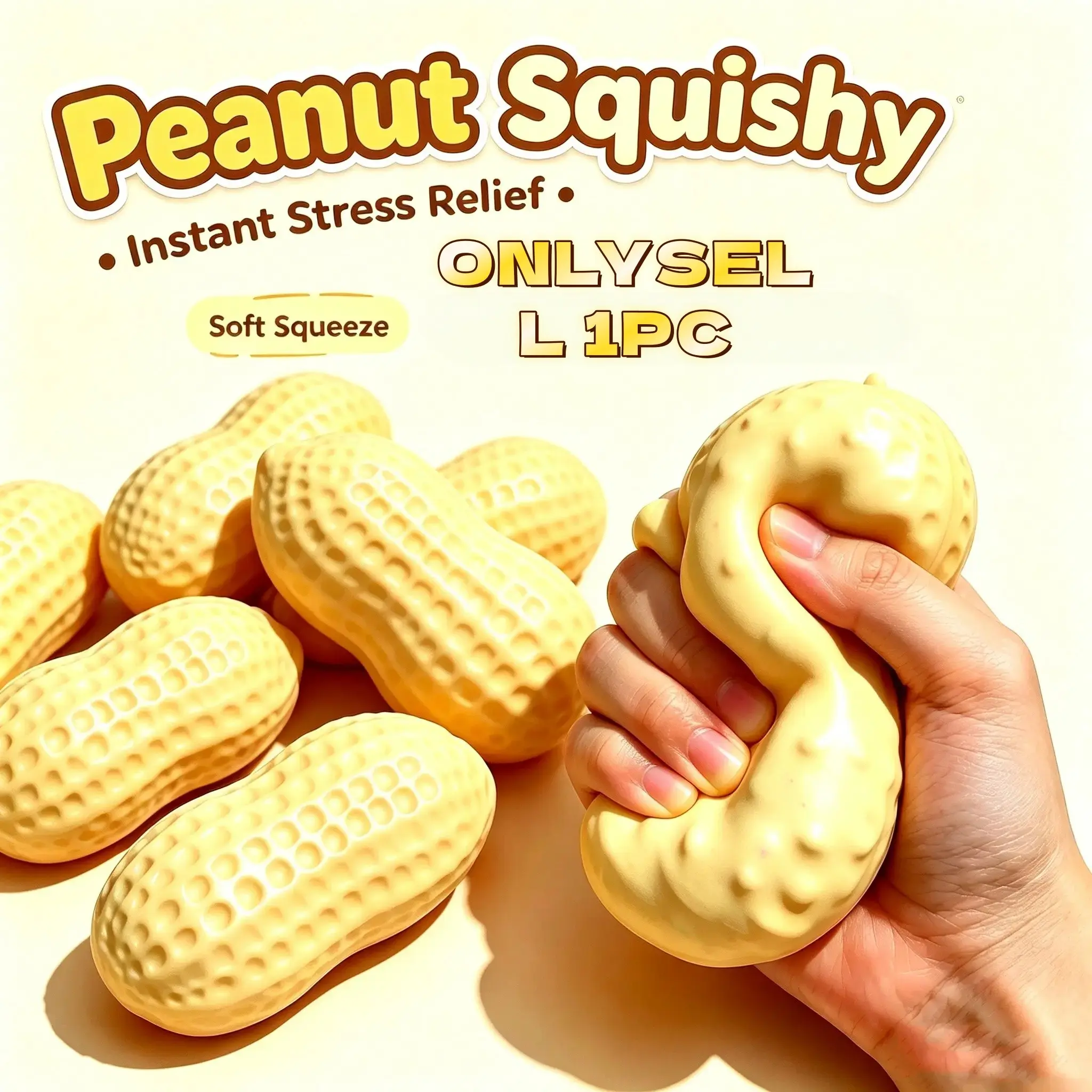 Crispy Peanut Squeeze Toy, Soft Stress Relief Sensory Play, Decompression Squishy, Portable Relaxation Gift, Ideal for Teens & Adults, Party Fun, Back-To-School Essentials