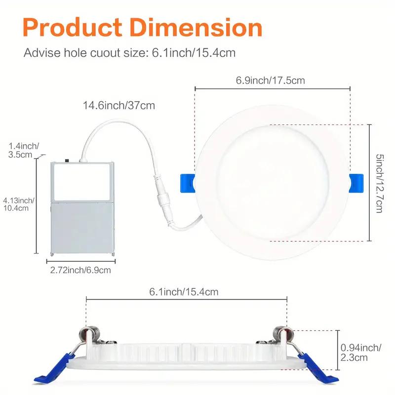 DAYBETTER 6 Inch LED Recessed Lighting Canless Ultra-Thin Wafer Downlight with Night Light Mode 5 Color Temperatures 2700K-5000K Dimmable 0-100% for Living Room Versatile Room Lighting Minimalist Light Fixture Slim Profile Lighting - Colorful Backlight