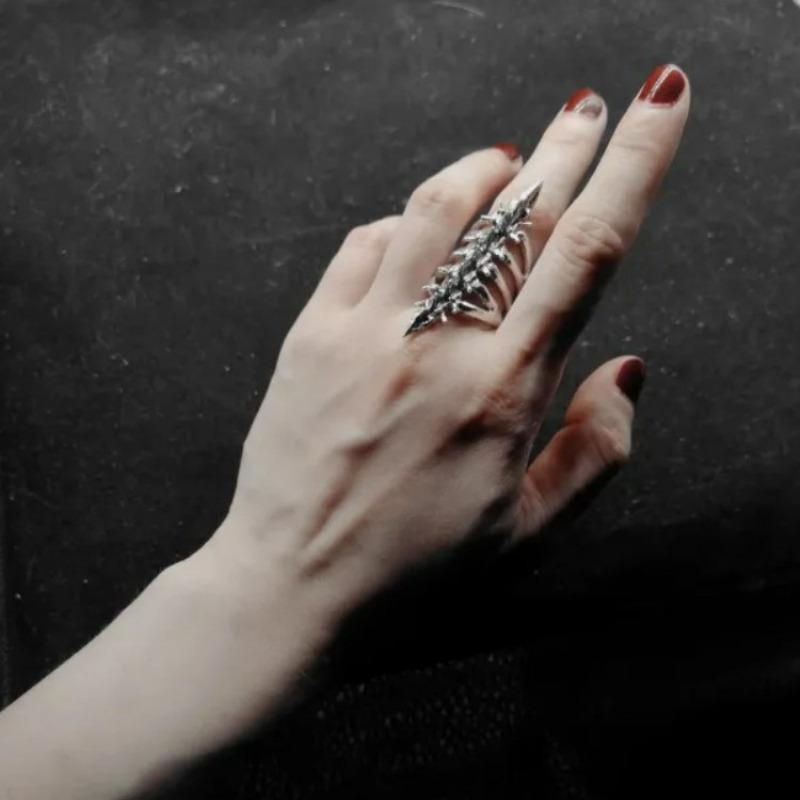 1PC New British Gothic skeleton ring, trendy, retro, unique and fashionable adjustable opening ring, Halloween and Christmas gift