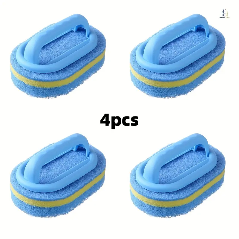 Sponge Eraser Cleaning Brush with Handle, Heavy‑Duty Scrub Cleaner for Bathtub & Tile, 2‑Pack /4‑Pack, Multipurpose Scouring Tool for Kitchen, Pool, Dishwashing Household Deep‑Clean Tasks