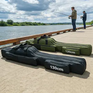 Fishing Bag, Portable Rod Reel Case, Multifunctional Large Capacity Foldable Fishing Tackle Bag, Fishing Tool Storage Bag, Suitable For Outdoor Activities Such As Fishing, Mountain Climbing, And Hiking, 420D Oxford Cloth Fishing Rod Bag