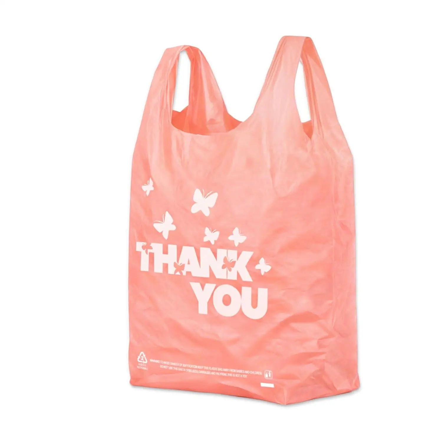 Thank you bags, 50 count T shirt bags, To Go Bags,Grocery bags,  and Disposable, for Small Business,Take Out,Retails,11 inchx6 inchx21 inch(50),Large