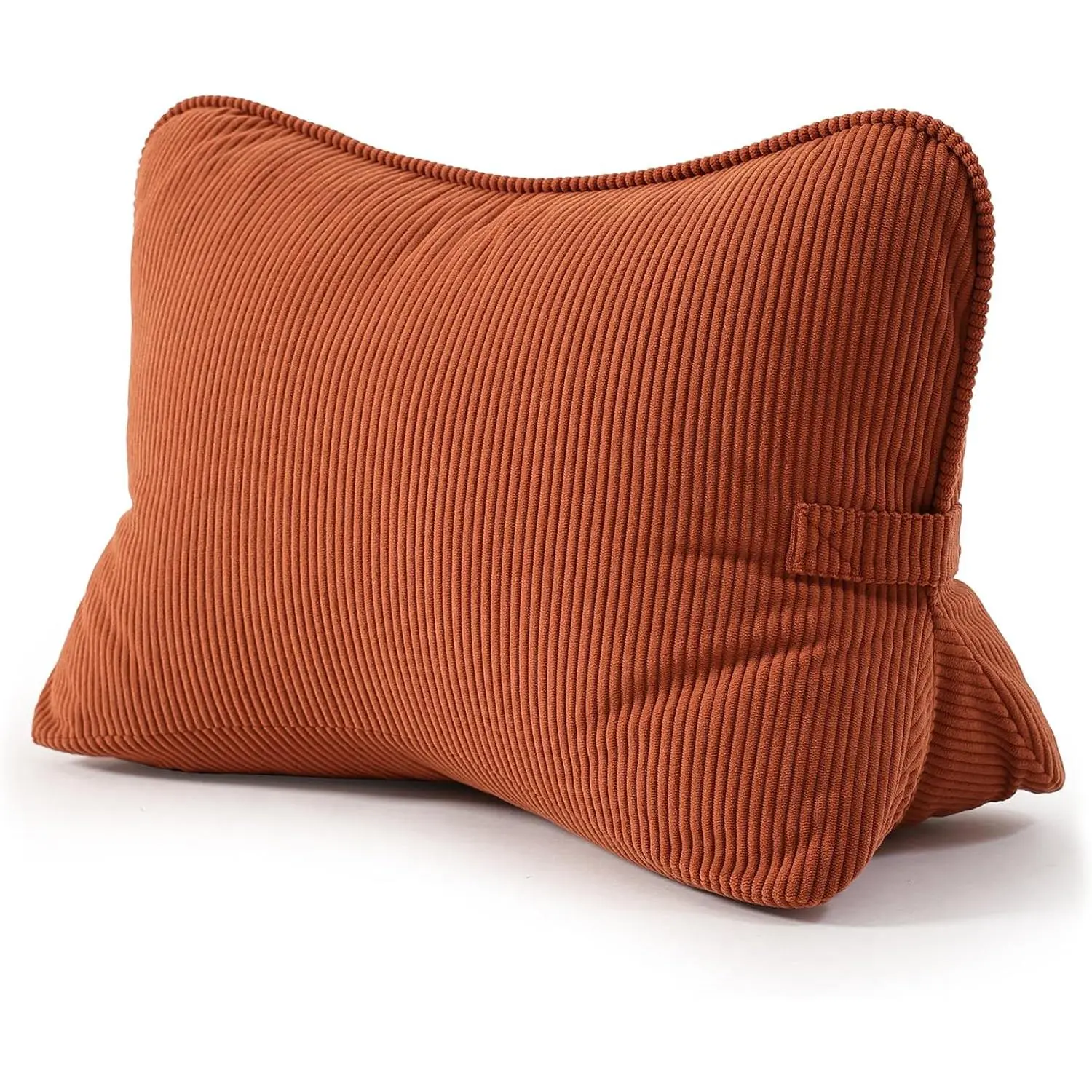 Pat. Pend. Corduroy  Support Pillow for Bed Sitting and Headboard Support,  Cushion for Relaxing and Watching TV, Triangle Backrest Pillow, Brick Red