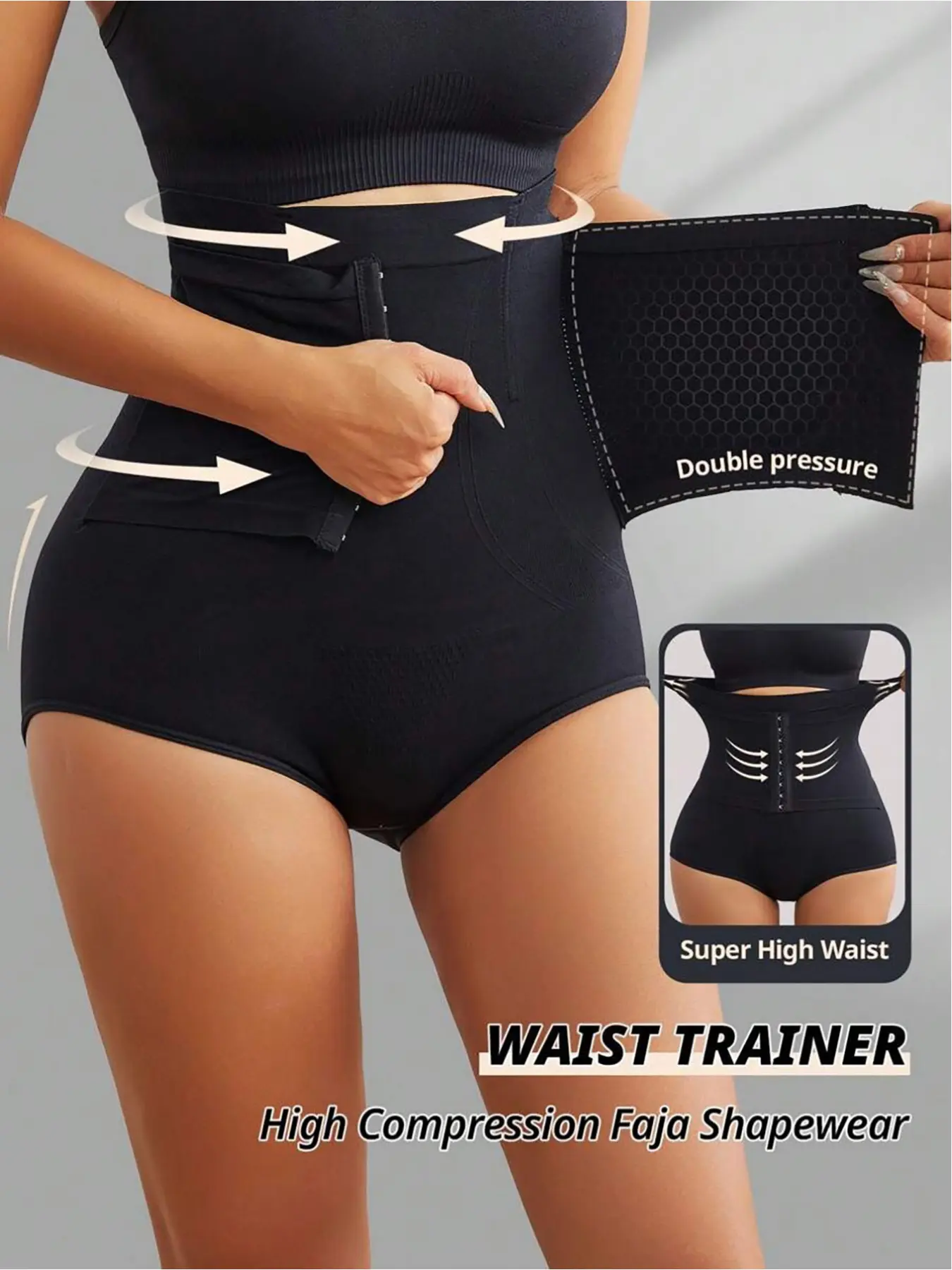 Women's body shaping pants, women's underwear, waist belt, seamless fit for daily body shaping three-dimensional subjugation hip, buckle belt