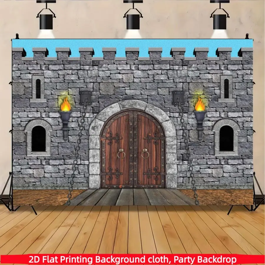 Vintage medieval castle background banner, made of polyester material, suitable for living rooms, bedrooms, offices, themed parties, home decoration, outdoor activities, photography background cloth, medieval castle themed party supplies