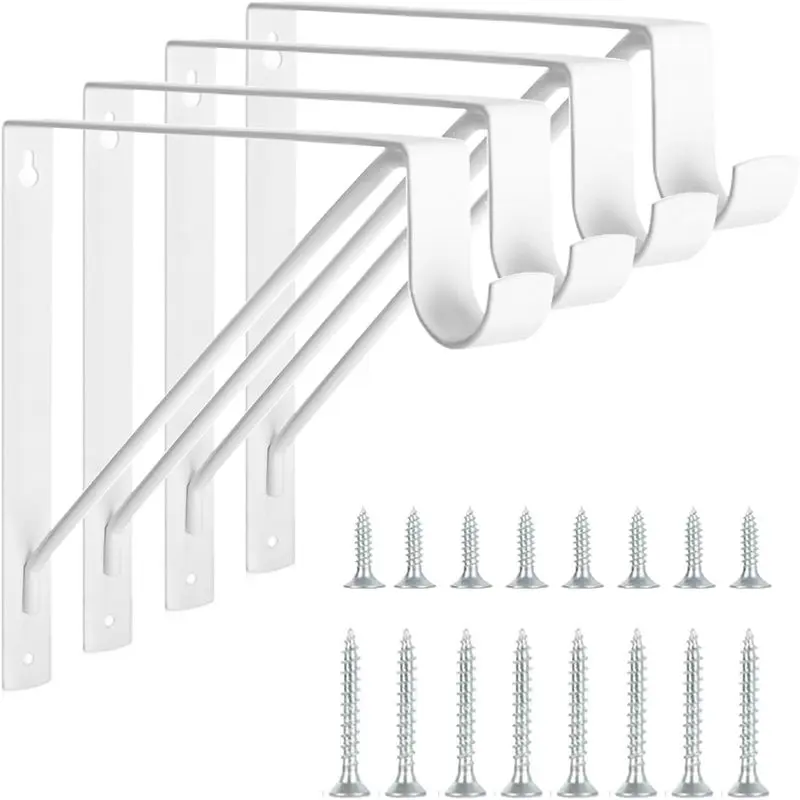 Pack Heavy Duty Closet Shelf & Rod Brackets, Wall Mounted Closet Shelf Brackets, 11 x 10.2 Inch Closet Shelf Brackets with Rod Support, White