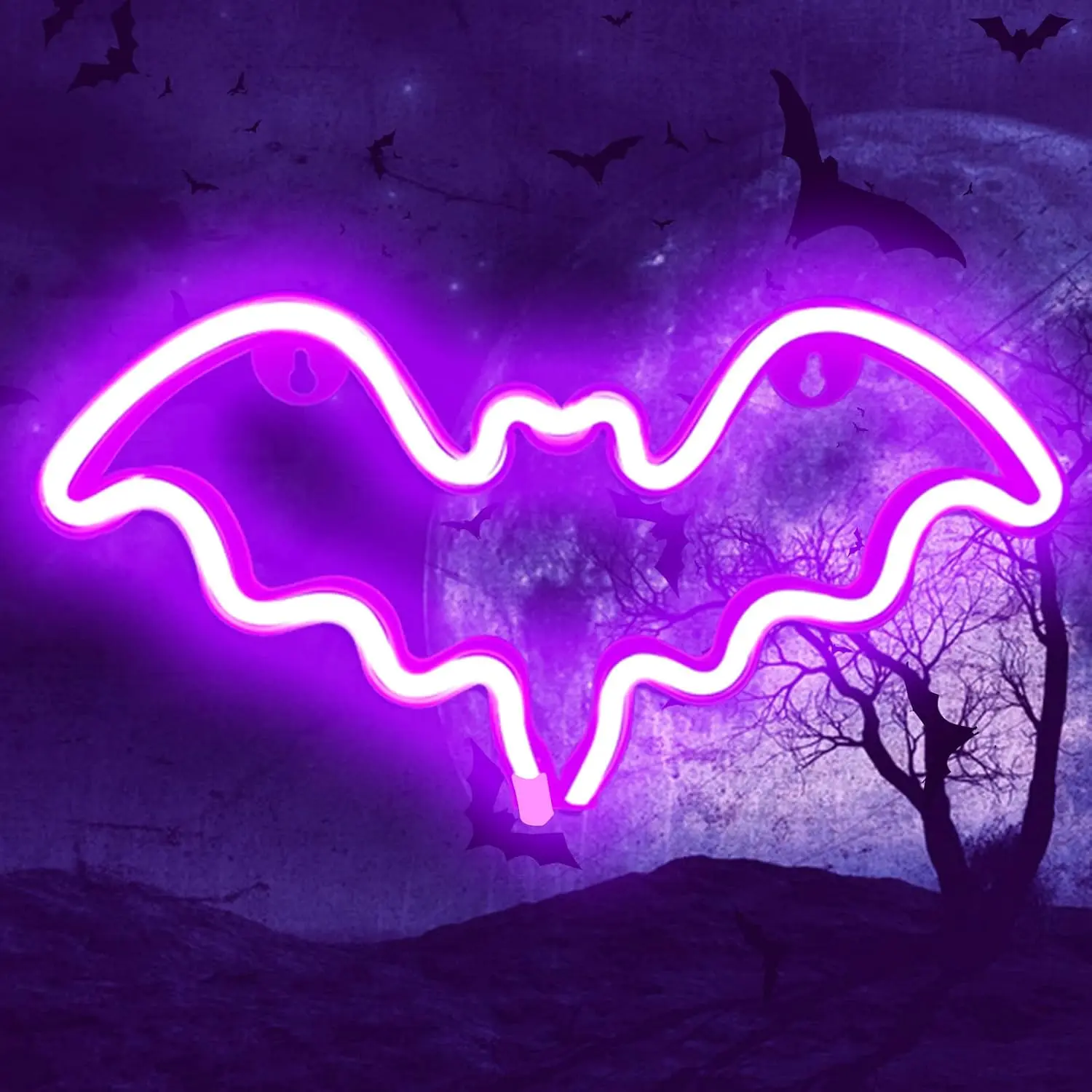 Halloween Bat Neon Sign  Bat LED Neon Light Sign for Wall Decor | Bat Shape Lamp with  or USB  for Halloween Party Bar  Room Décor