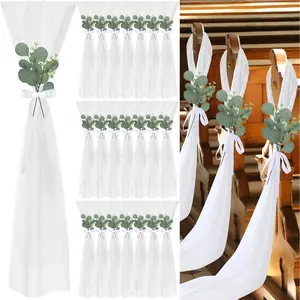 24 Set Wedding Aisle Chair Decorations for Wedding Ceremony Pew Decor Chiffon Chair Sashes with Ribbon Bows and Artificial Floral for Church Aisle Bulk Decorations(Round Eucalyptus)fidget toys
