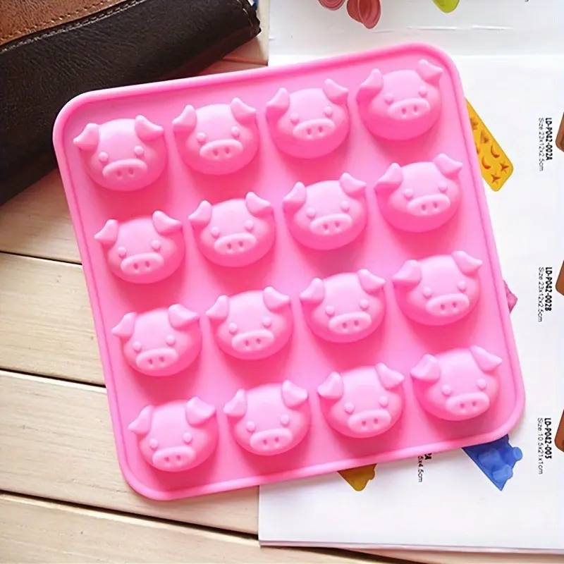 1pc 16 Grids Silicone Chocolate Mold, Pig Shaped Cake Mold, Silicone Baking Molds, DIY Baking Tools, Kitchen Supplies