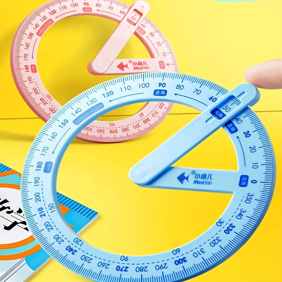 360-Degree Rotating Protractor - Precision Angle Measuring Tool for Drafting & Drawing, Durable Plastic Construction, Essential Office Supplies
