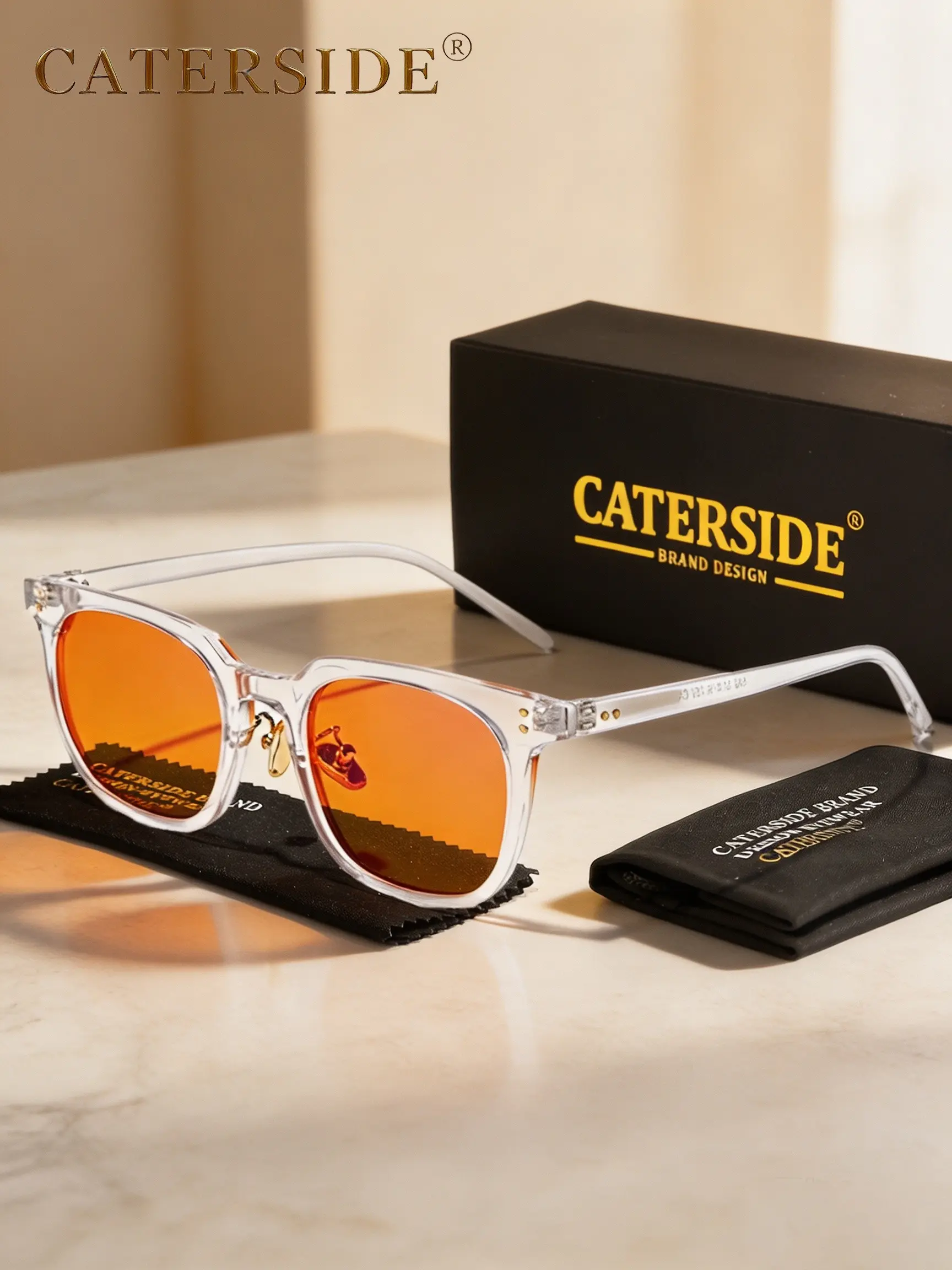 CATERSIDE 1 count with packaging — Unisex luxury blue-light blocking glasses, AR anti-reflective coating blocks harmful blue light. Square gaming eyewear. Perfect for computer, office, gaming, e-reading.