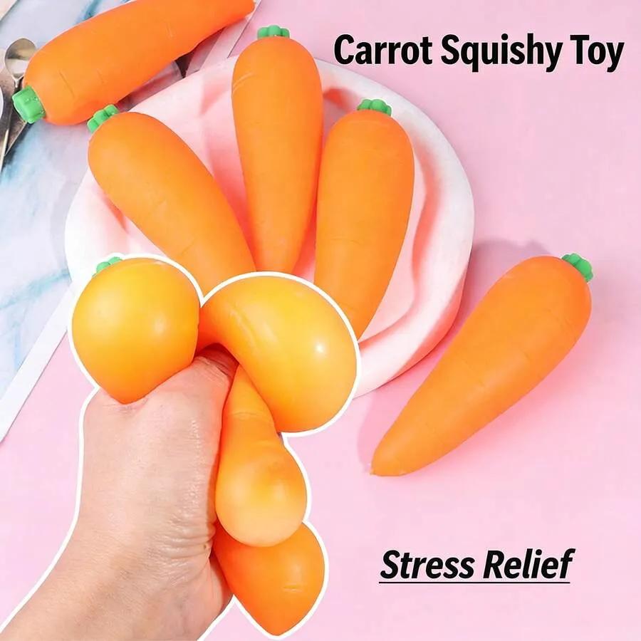 Squishy Carrot - Stress Relief Toy For Teens & Adults - Squeeze Stretch Twist - Ideal For Sensory Play & On-The-Go Fun,Easter,Easter Basket Stuffers,Squishy>Crunchi,Party Favors,Nedo Squishy