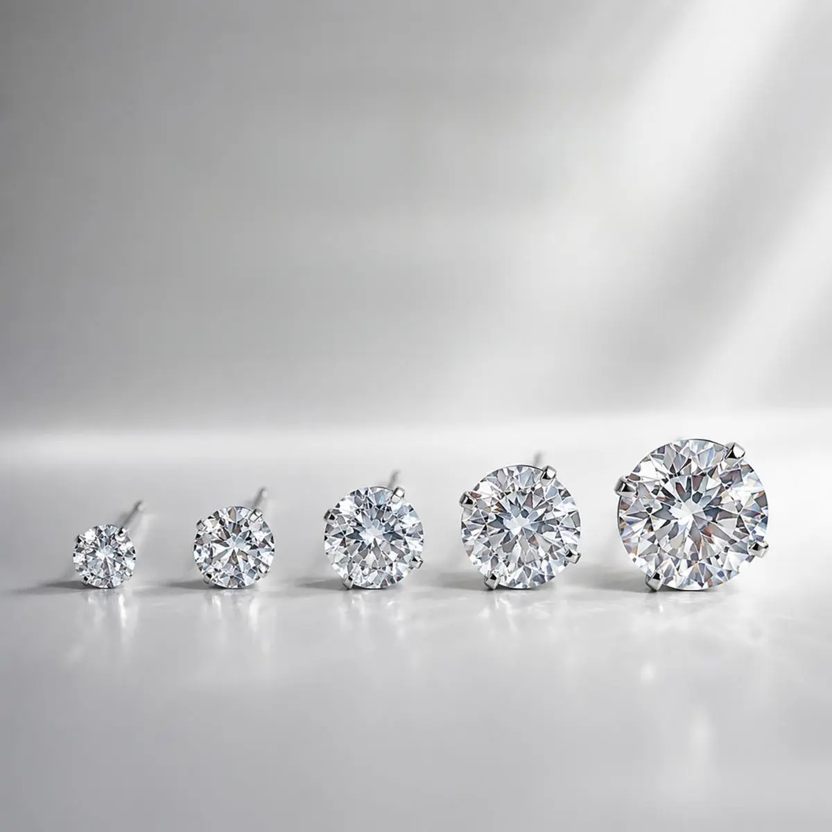 5 Pairs Round Brilliant Cut Cubic Zirconia Stud Earrings Set for Women Men, 4 Prong Simulated Diamond Hypoallergenic Alloy Piercing Ear Jewelry, 3mm 4mm 5mm 6mm 7mm Multi Size Dainty Minimalist Daily Accessory, Sparkling Wedding Party Friendship Couple Gi