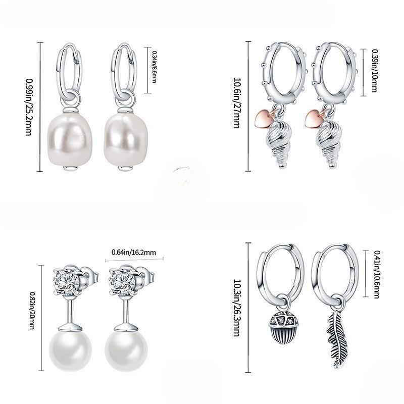 16 Pairs Silver Plated Hoop Earrings Set for Women Hypoallergenic Dangle Earrings with Cubic Zirconia Cute Cartoon & Vintage Charm Earrings