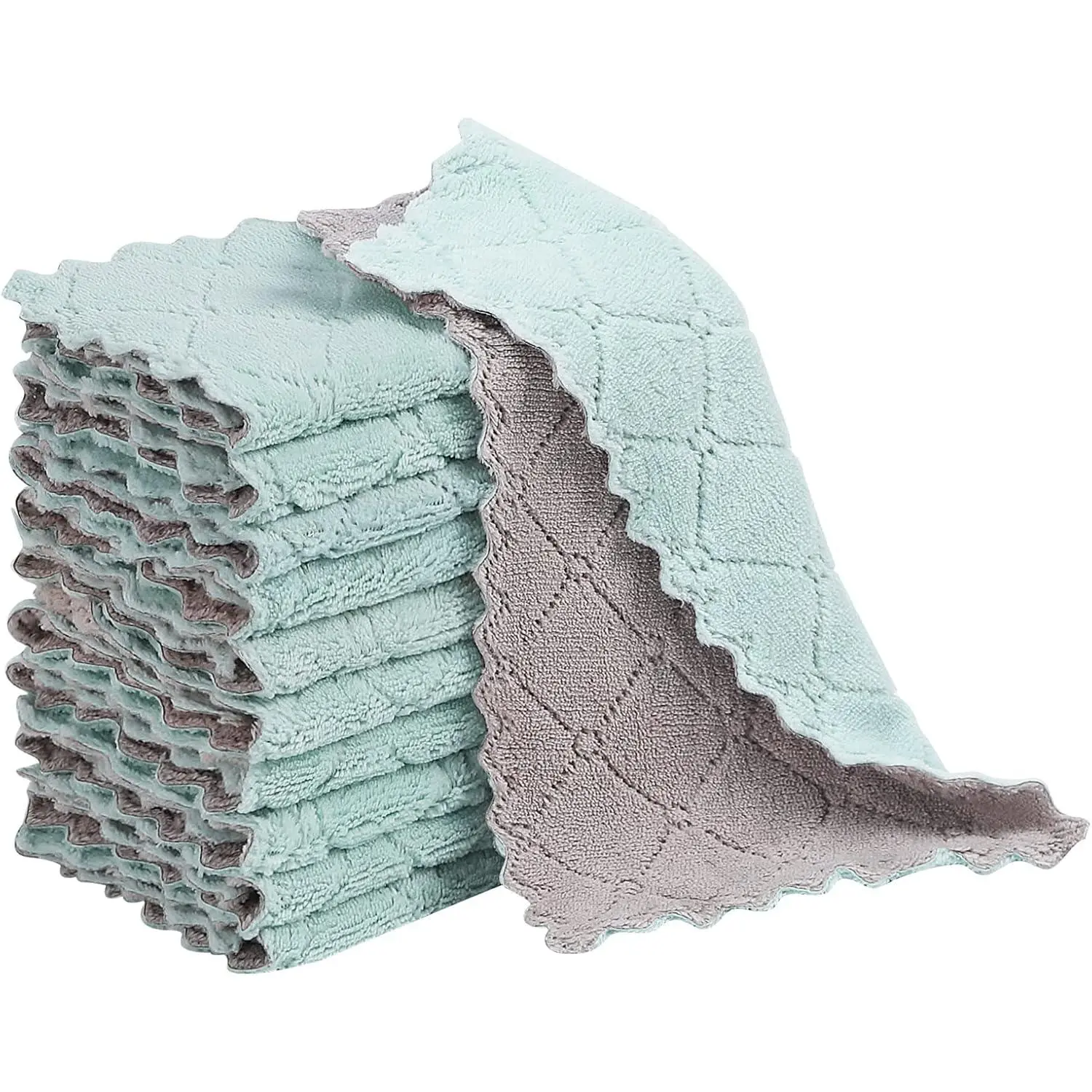 10 Pack Kitchen Dish Cloths Dish Towels,Super Absorbent Coral Fleece Cloth, Dishcloths,Nonstick Oil Washable  Drying Dish Rags, Cloth forTable Chair Dish Glass