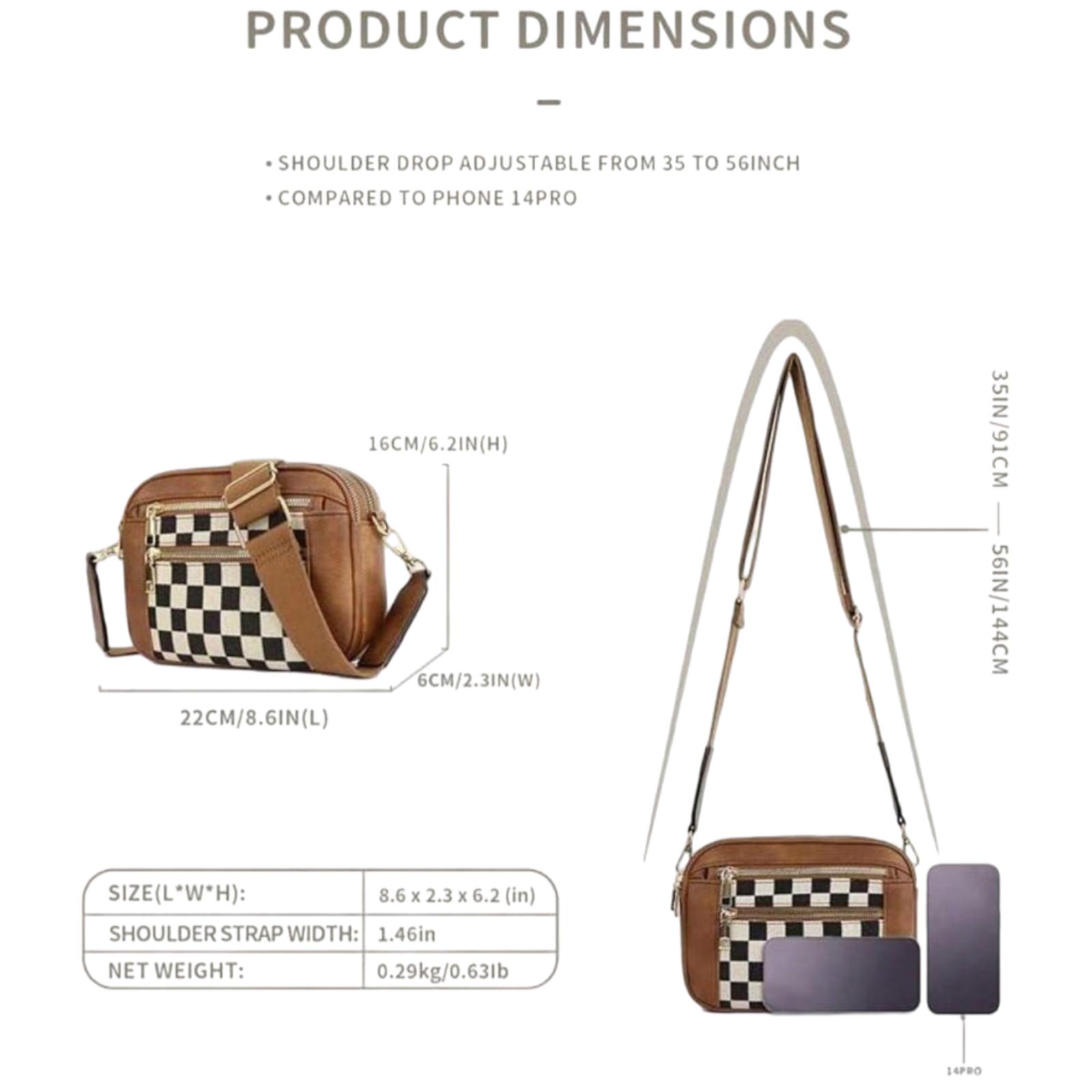 Women's Crossbody Bag, Compact & Fashionable Pure Vegan Leather Adjustable Shoulder Strap, European & American Color Scheme, Multi-Functional Zipper Crossbody Bag, Square Bag, Suitable For Outings, Dates, Shopping And Other Occasions.