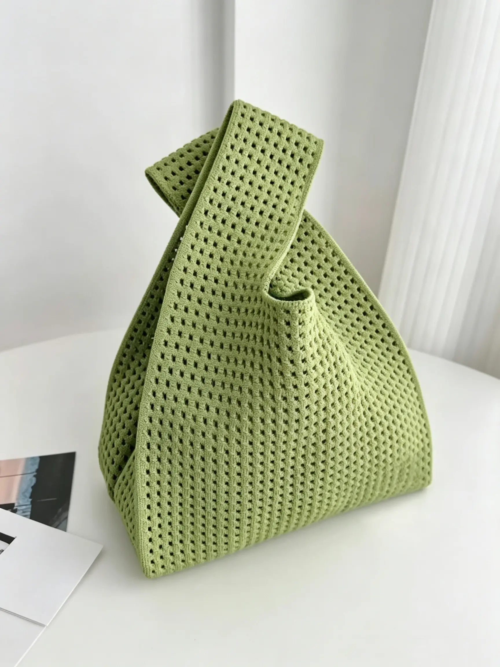 Women's Fashion Handbags Handmade Knit Bags Kimby Slim Thin Mini Tote Bags Neceser Mekko Anfisa Red Makeup Bags Ballerina Bags,Ladies Reusable Shopping Bag,Women's Handbag for Shopping,Daily Use,Gifts,1PC