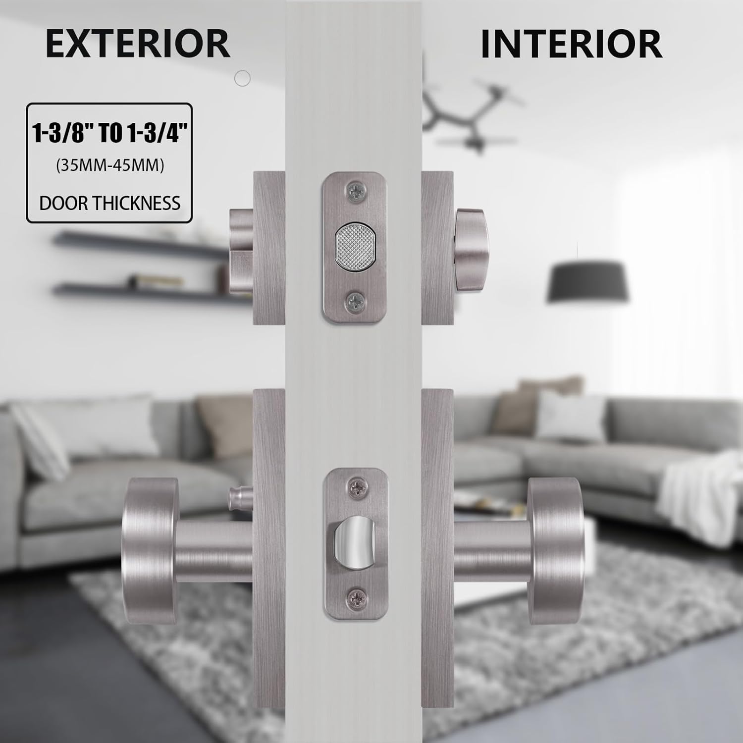 Brushed Nickel Door Knob with Deadbolt, Single Cylinder Deadbolt and Door Knob Set