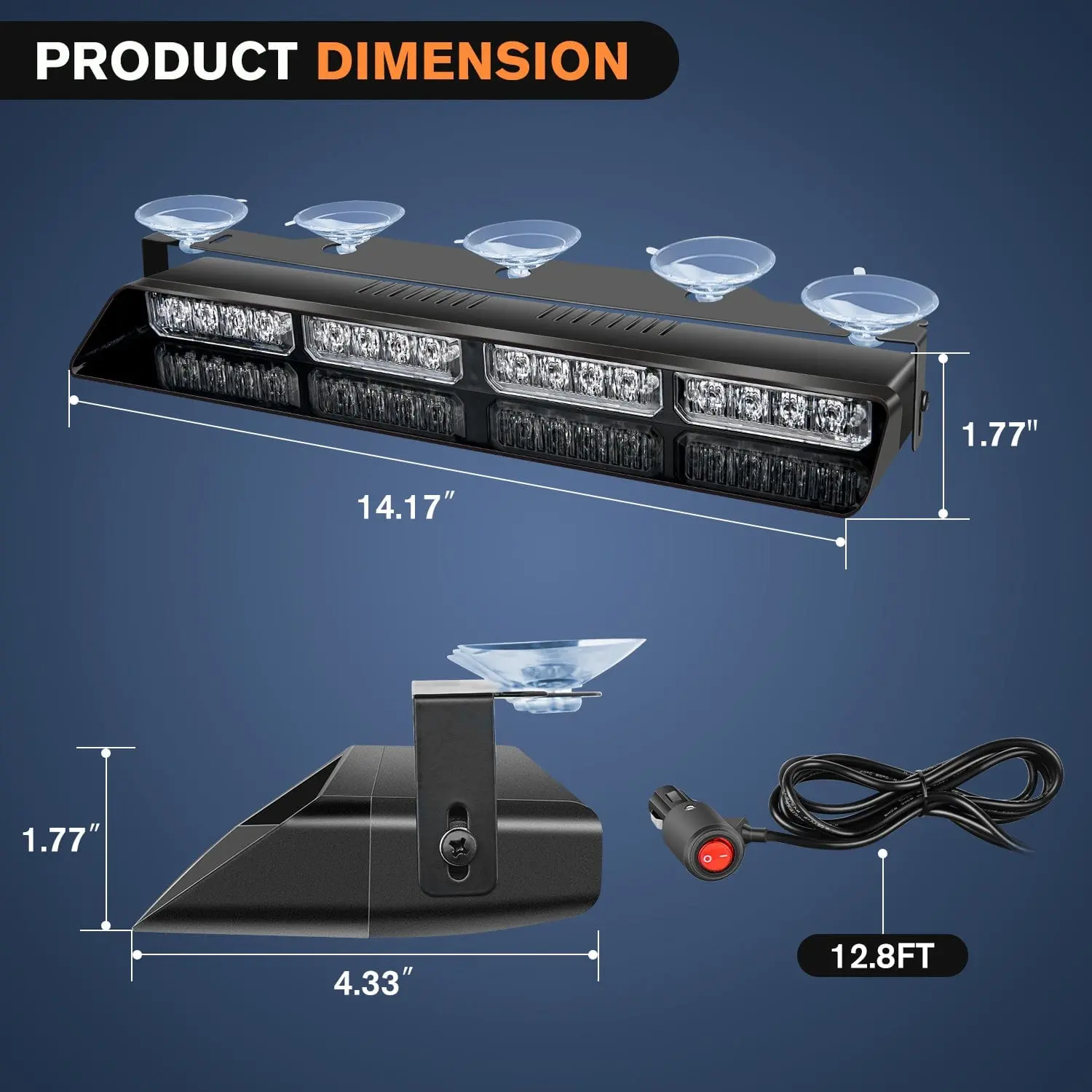 Emergency Dash Strobe Lights - Luminous Car Indicator Lights with Controller and Leakproof Suction Cups