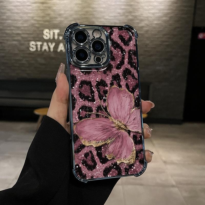 Darlingcase Pink Butterfly Pattern Anti-Drop TPU Case, For iPhone 17 Pro Max iPhone 16/15/14/13/12/11 Phone Case Full Camera Protection Slim Shockproof Mobile Phone Cover