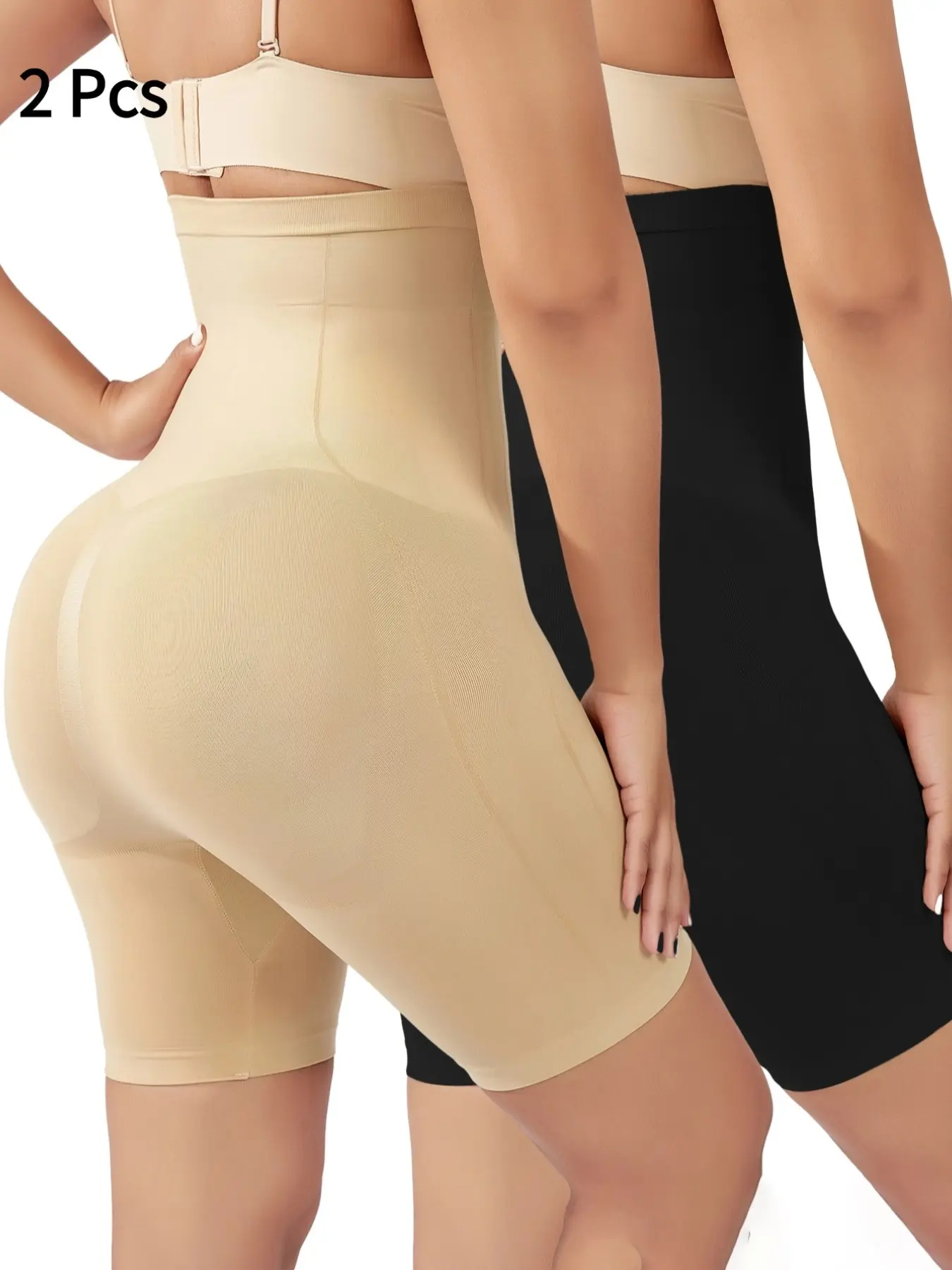1/2 Pieces Women's High Waist Minimalist Shapewear Pants, Tummy Control and Butt Lifting, Comfortable and Stylish Compression Shorts, Elegant Plain Design
