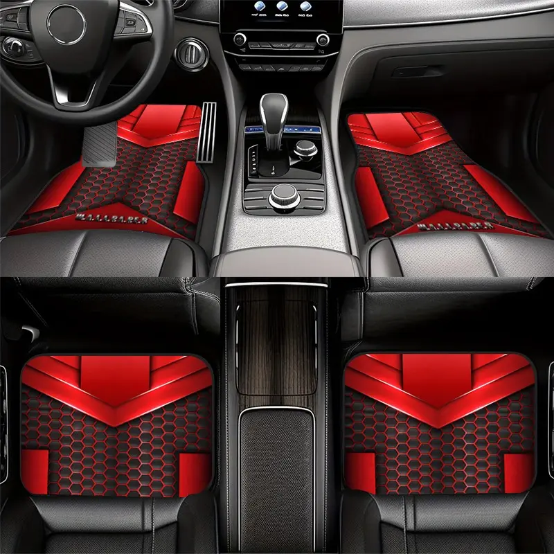 4-Piece Car Mat Set, Polyester Fiber Car Interior Accessories, Automotive Floor Mats, Universal Size, Fits Cars Suvs Trucks, Ideal Gift for Christmas Halloween