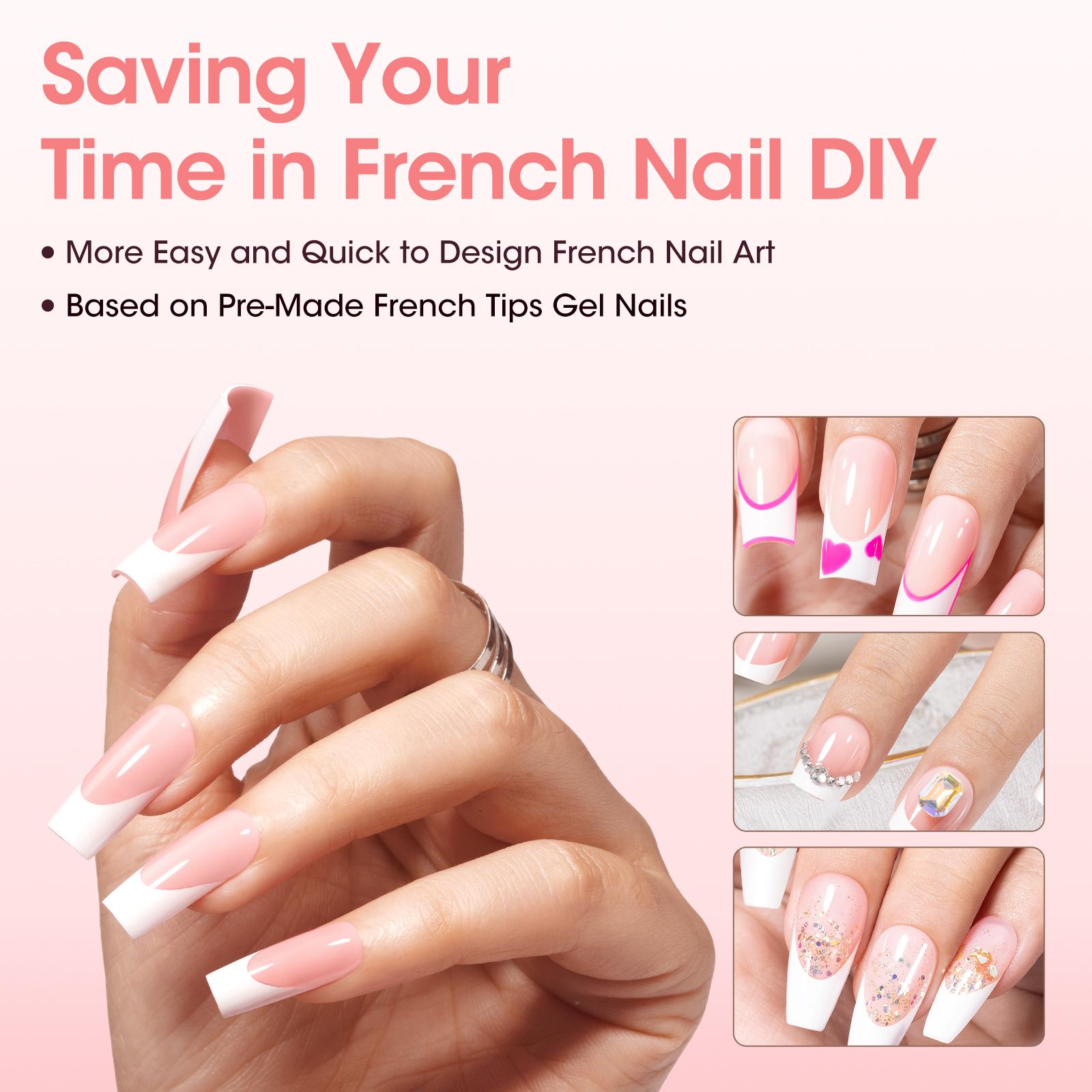 Gellen Milky Short French Tip Press-On Nails  (150pcs 15 sizes) NO glue included