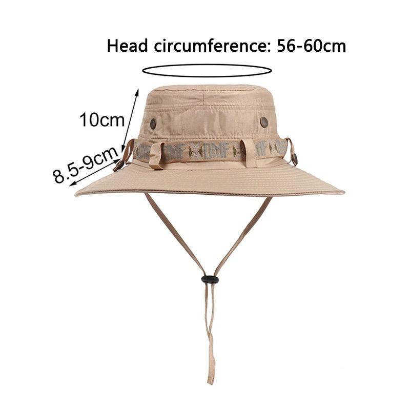 Summer Men Women Breathable Bucket Hat Outdoor UV Protection Wide Brim Panama Hat for Safari Hunting Hiking Mesh Fisherman Caps