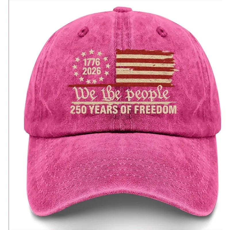 1pc Retro Washed Printted U.S. 250th Anniversary 250 Years Freedoms 1776-2026 Baseball Hats,suitable for Daily Wear Parties