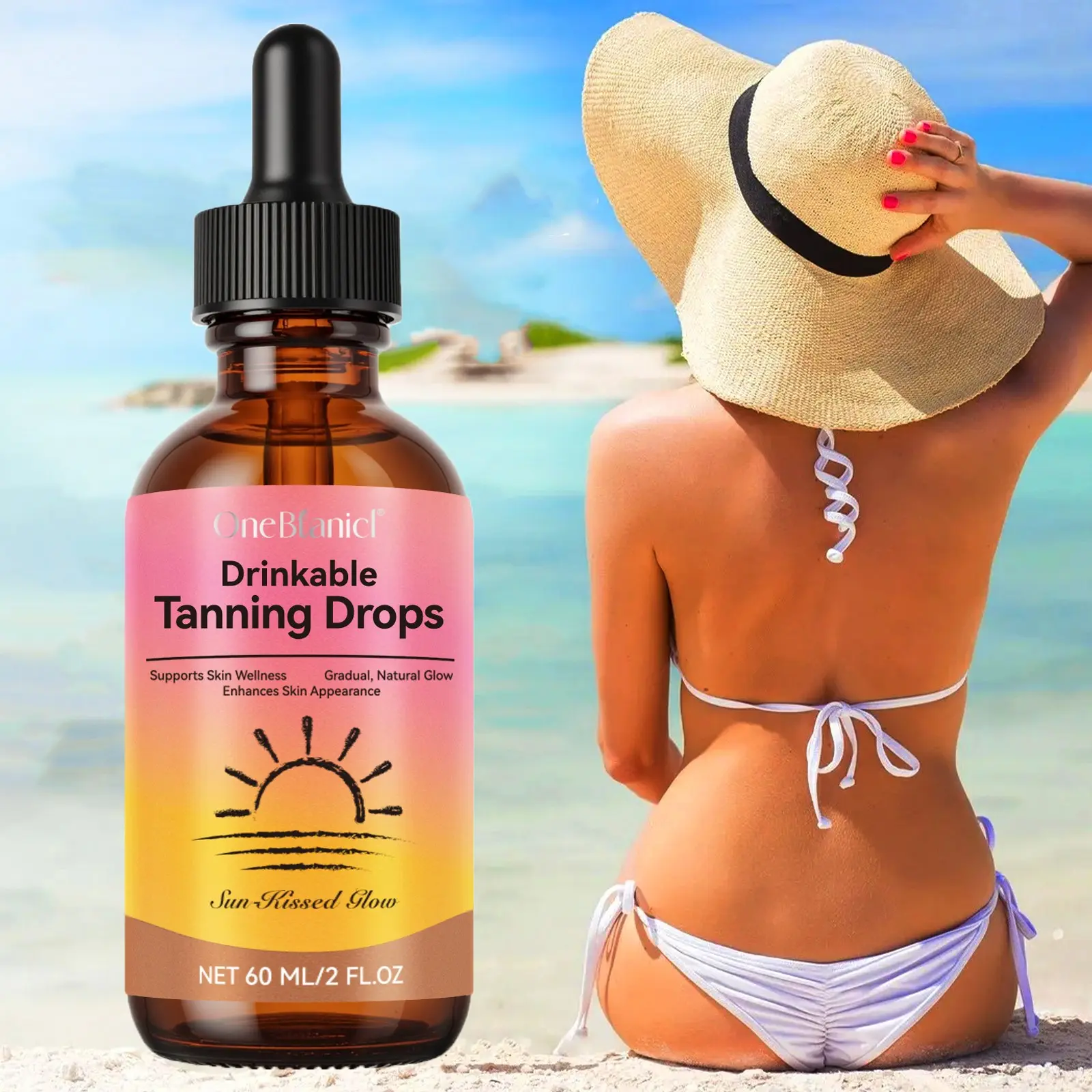 50ml Tanning Serum—Sunless Tanning Glow promotes a natural glow and helps achieve an even tan, so you can enjoy healthy, bronze-colored skin. Suitable for both men and women.