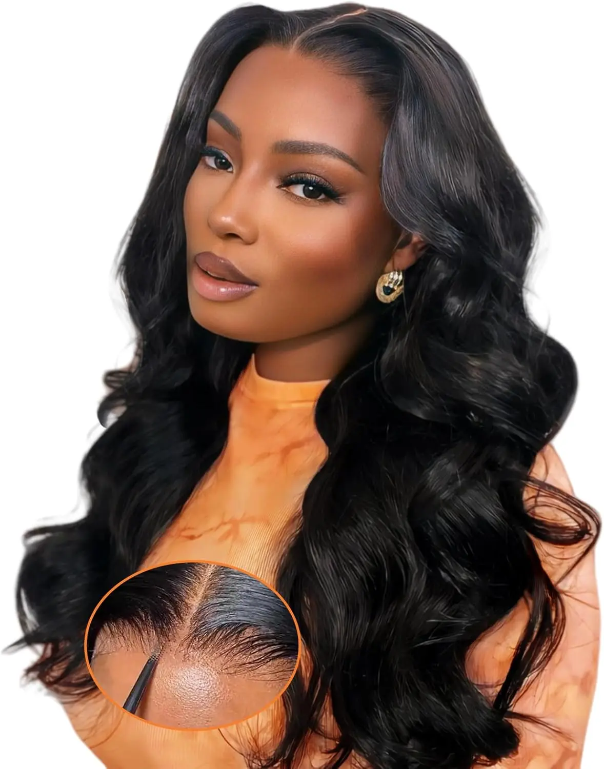 4x4 HD Lace Closure Wigs Human Hair Body Wave Glueless 180% Density,4x4 Body Wave Closure Wig,Pre Plucked, Super Soft, Free Part,Natural Black , for Women Daily Use & Party Wear Muaby Hair