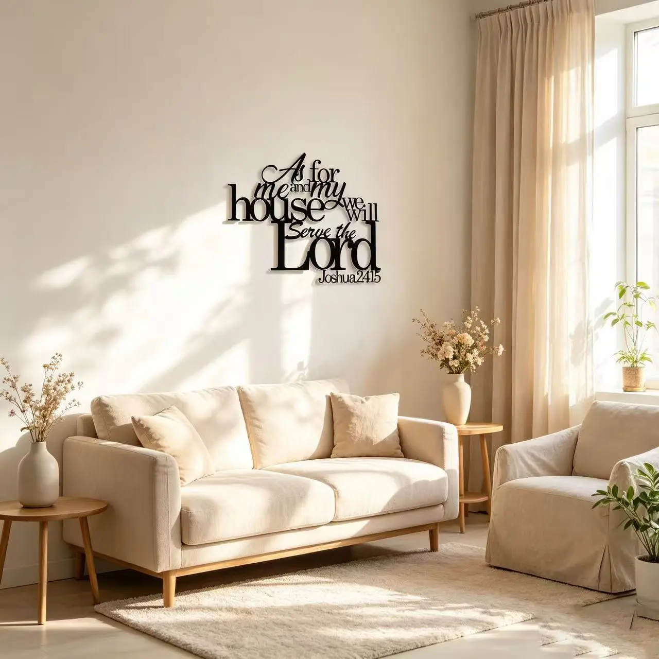 Bible Verse Metal Wall Art, Joshua 24:15, Christian Home Decor, Perfect Gift for Family, Courtyard, Balcony, Biblical Text Decoration