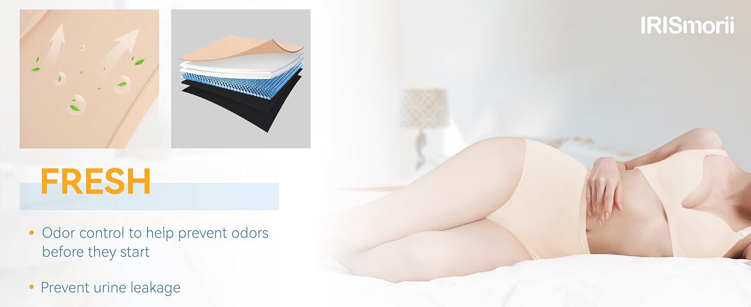 Urinary Incontinence Postpartum Underwear for Women Washable Leak Proof Odor Control 56ml Absorbency Brief 1 Pack (Brown, XL)