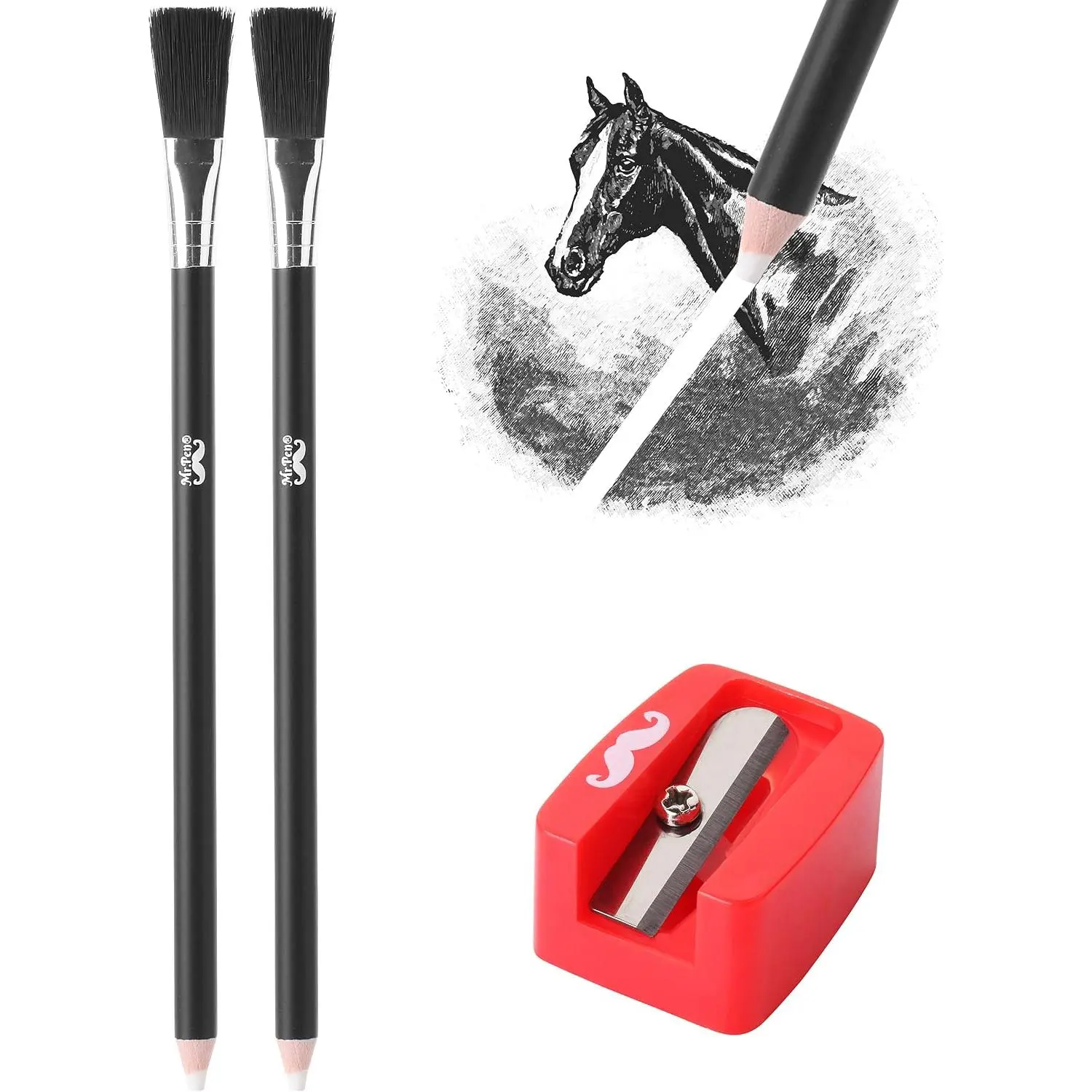 - Detail Eraser cil, 2 Pack | Precision Erasers with Brush and Sharer for Artists and Beginners