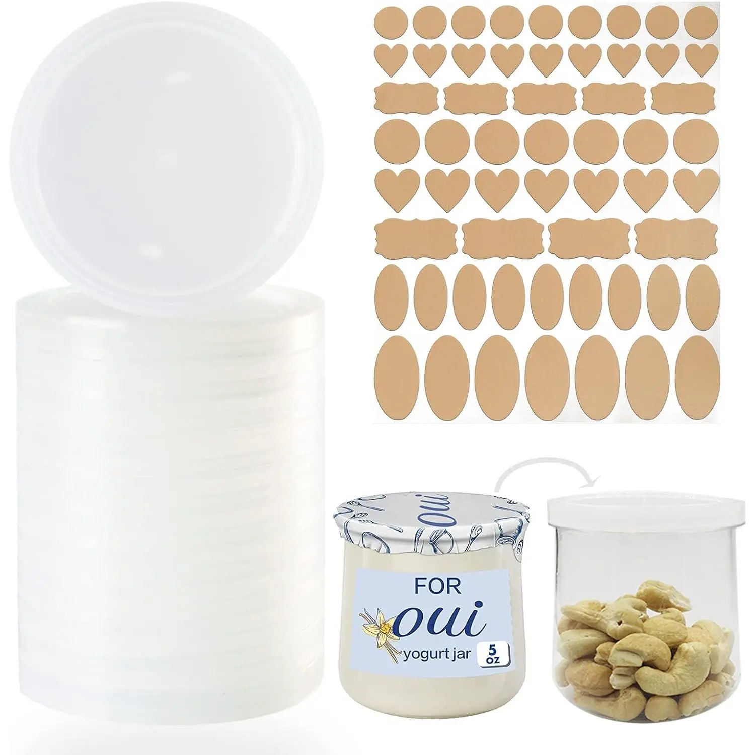 Yogurt Jar  Compatible with , with Labels, Clear Plastic, 12 Pack | Yogurt Container ,  Jar  Not Included Jar