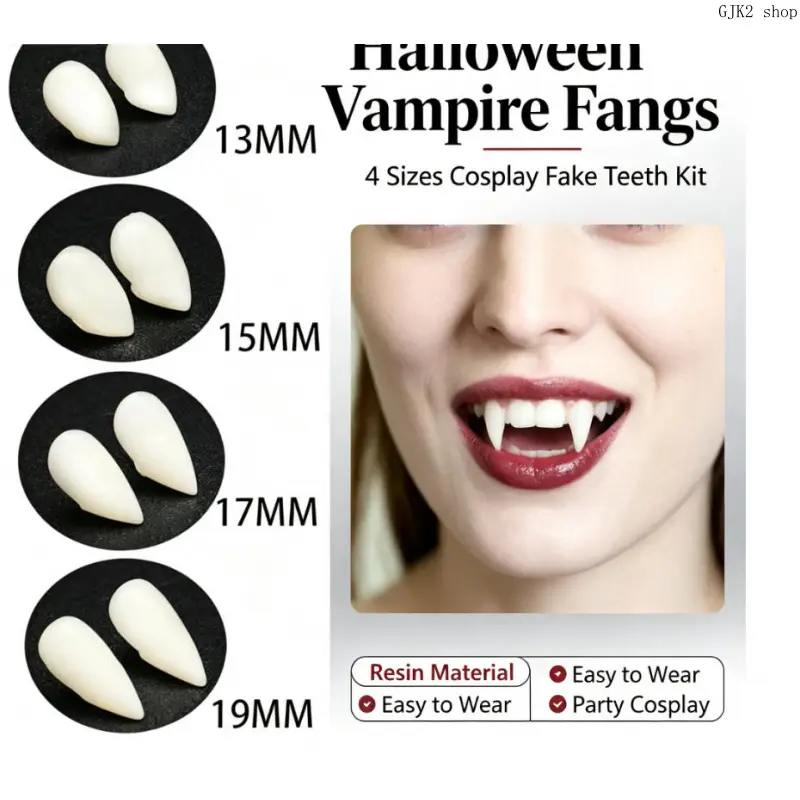 Fake Vampire Teeth Halloween Cosplay Horror Costume Accessory Multiple Sizes